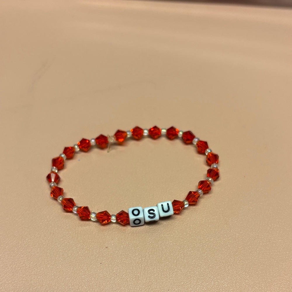 Red Beaded Bracelet with Letter Beads